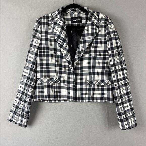 Blackmilk Jackets & Blazers - Blackmilk Plaid Tartan Blazer Jacket Womens 12/16 Lined Open Front Academia